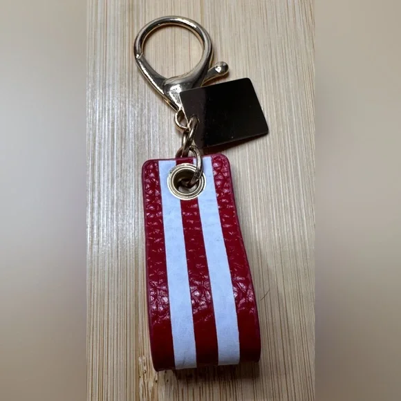 Patriotic American Flag Keychain with Pom Pom London Tag - Picture 2 of 5